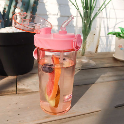 Colorful Straw Cup Transparent Plastic Cup