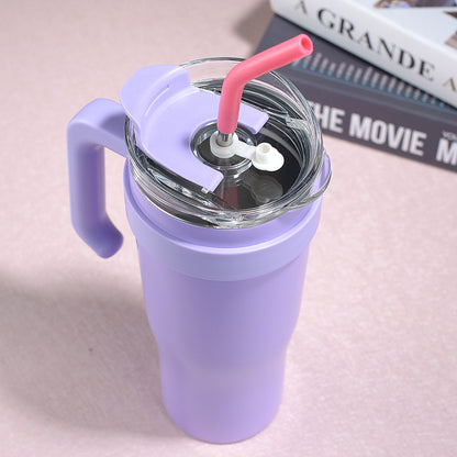 Portable Cup Double Layer With Straw