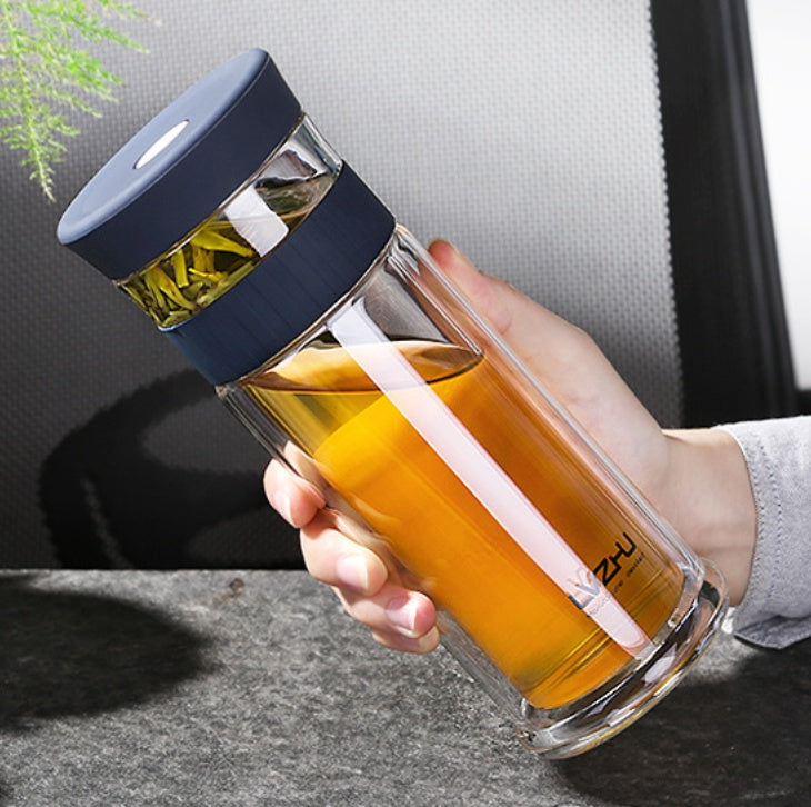 Portable Double Wall Borosilicate Glass Tea Infuser